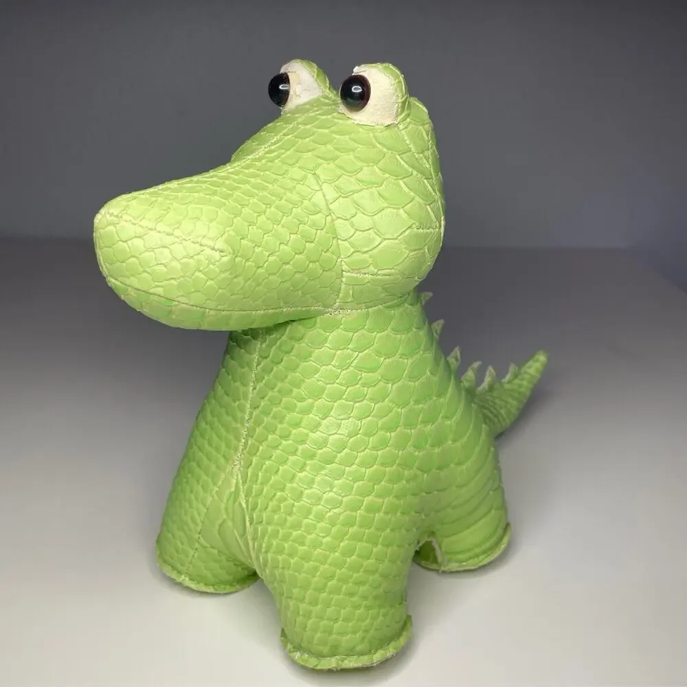 Vintage Streamline Alligator Bookend Faux Leather Weighted Green Crocodile